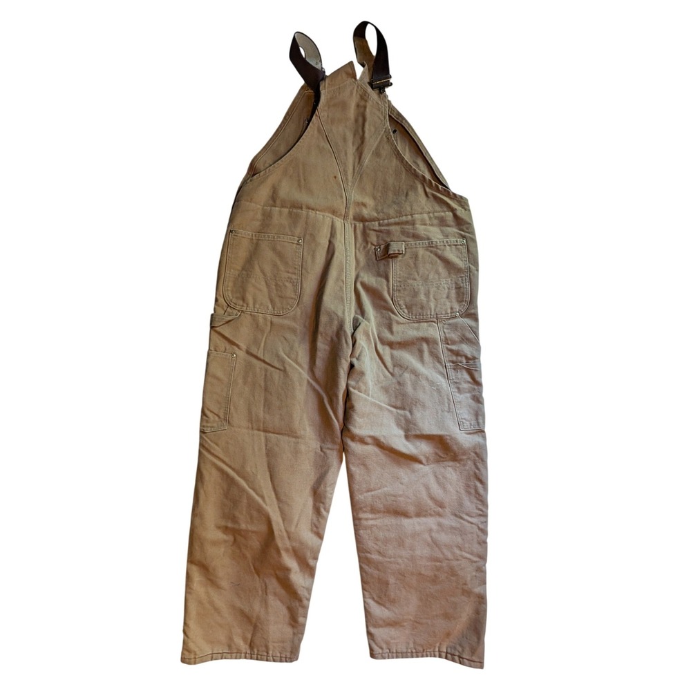 Vintage Carhartt Duck Bib Overalls Lined Double Knee 6FBQZ Made in USA 46x30 - Picture 2 of 16